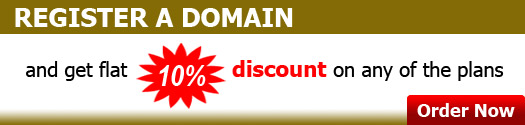Register a domain and get flat 10% discount on any of the plans